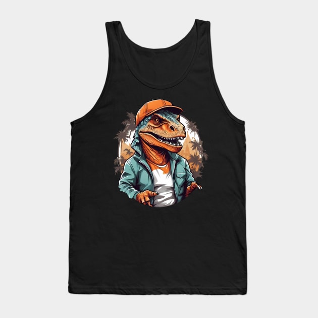 dino t-rex camping Tank Top by Pastew Stdio